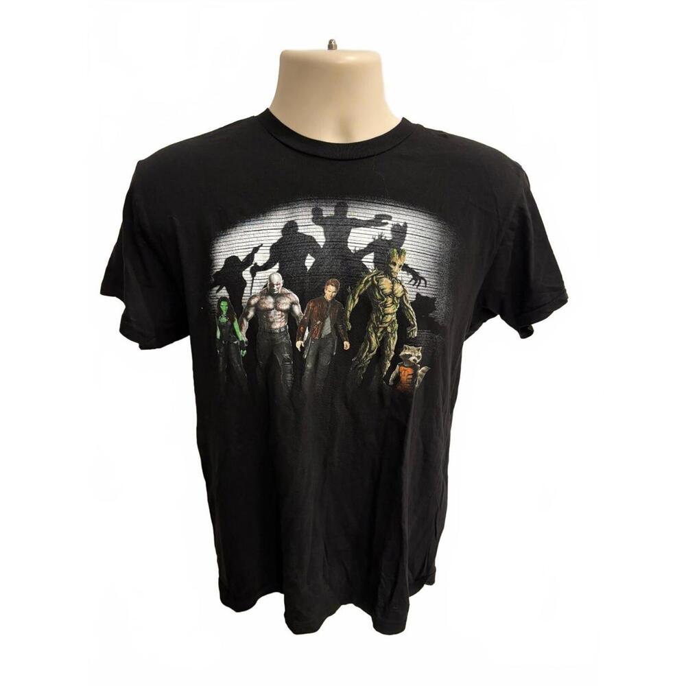 MARVEL GUARDIANS OF THE GALAXY MENS SIZE SMALL T SHIRT BLACK POLICE LINE UP